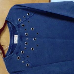 Ruff hewn festive dark denim sweatshirt style top